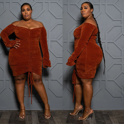 Little Treasures - Off Shoulder Brown Dress