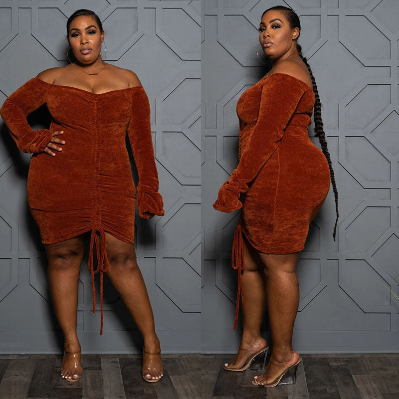 Little Treasures - Off Shoulder Brown Dress